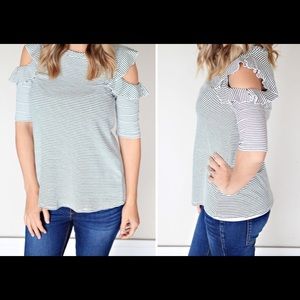 Striped cold shoulder top